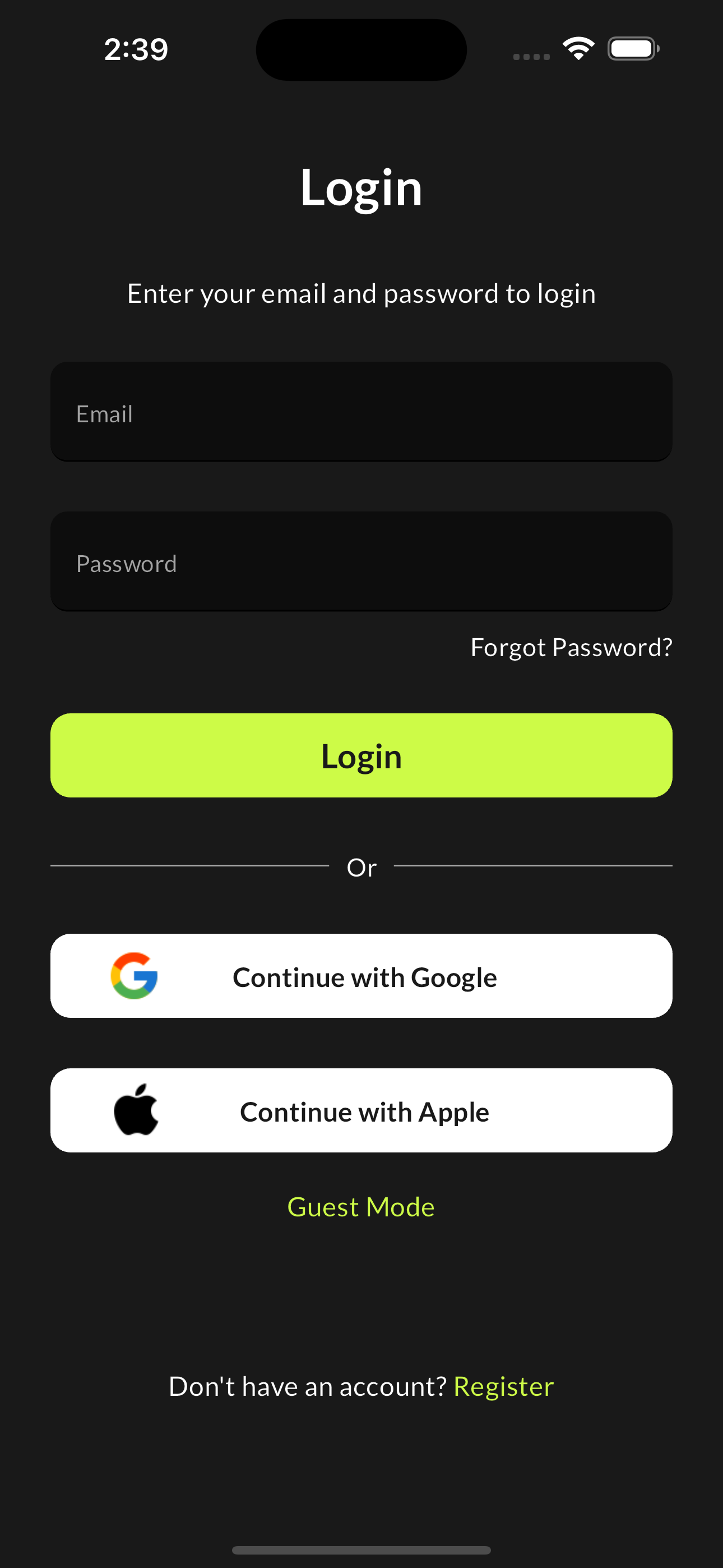 Login Screen