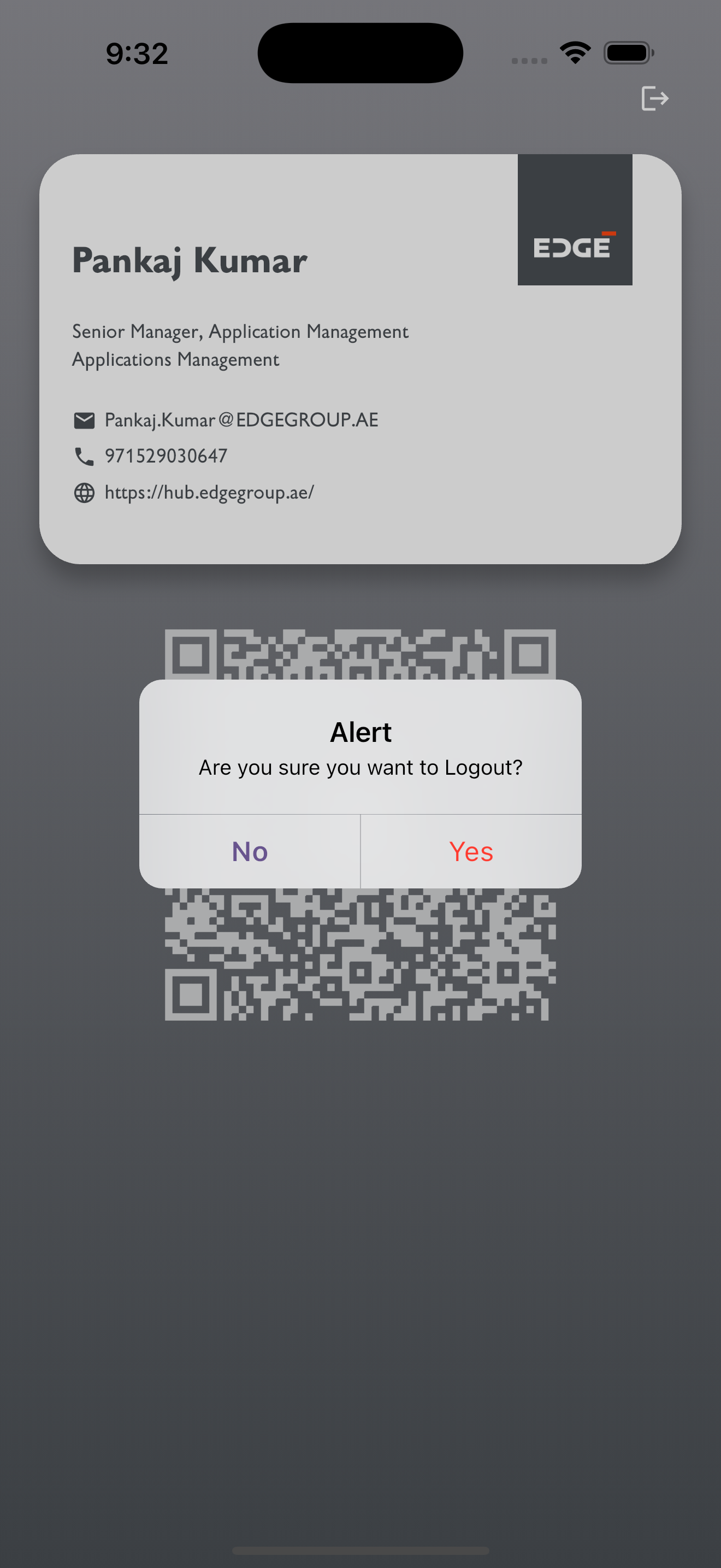 QR Share Screen